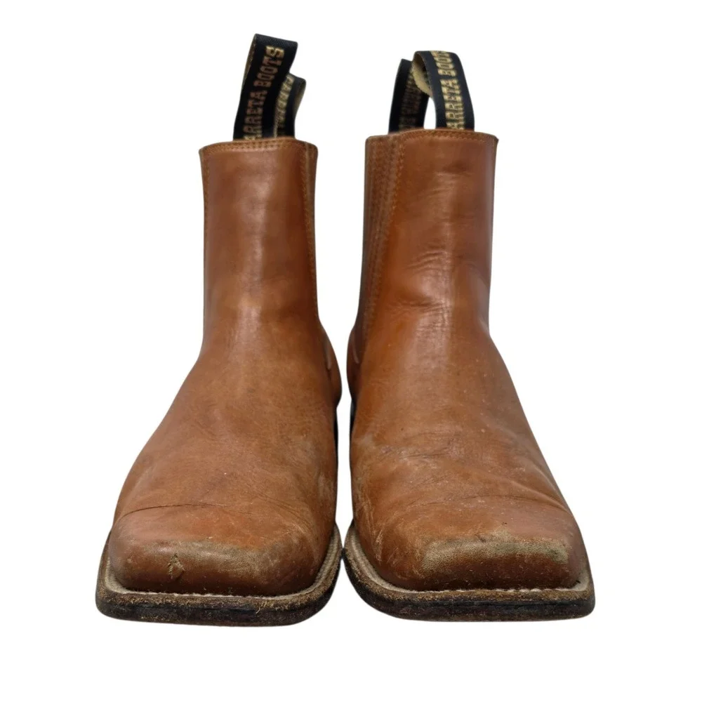 Carreta Boots Men's Chelsea Square Toe Leather Work Boots Size 12.5 Distressed‎